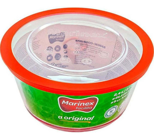 Kit 3 Pote De Vidro 2,4l Marinex Refratário Redondo Tampa Pl