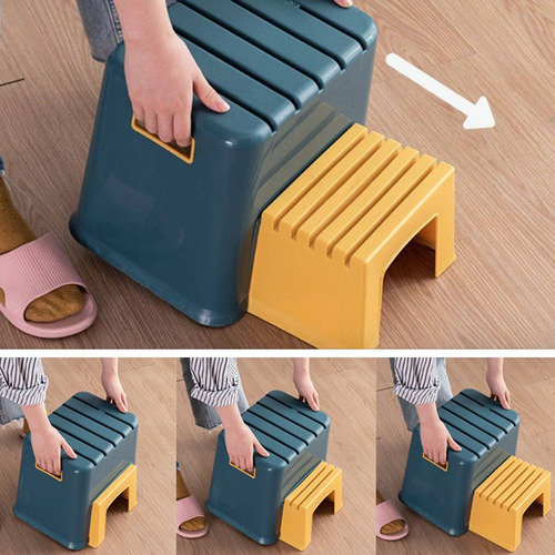 Imagen 9 de 9 de Piso Alzador Niños Multiuso Doble Escalón Azul Hasta 100kg