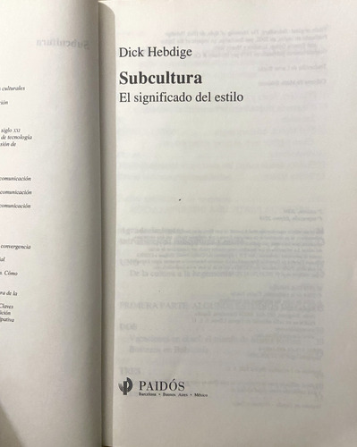 Subcultura Dick Hebdige El Significado Del Estilo (Reacondicionado)