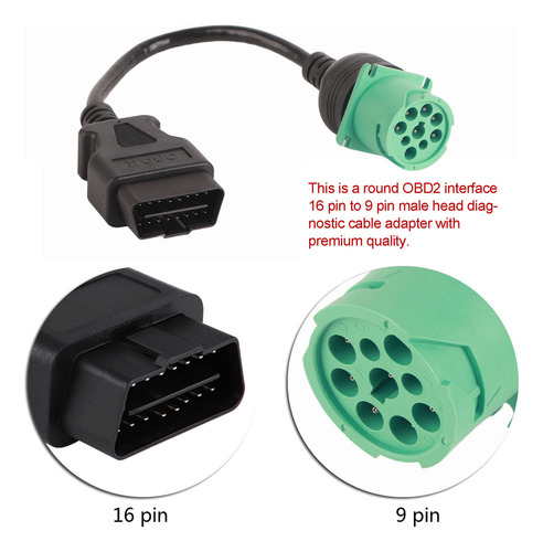 Cable Obd2 De 9 Pines A 16 Pines For Cummins Diesel