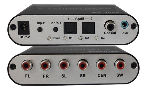 Conversor De Audio Digital Coaxil A Analog 5.1 +cable Optico