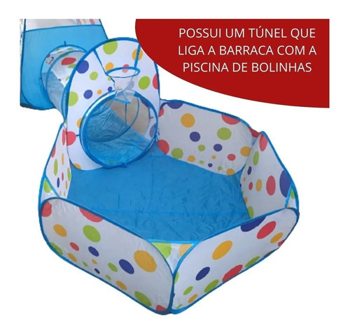 Carpa Blue Cabana con túnel para niños y piscina de bolas