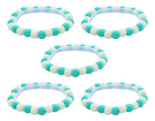 5 Collares De Peluche Para Mascotas Con Pompones De Colores
