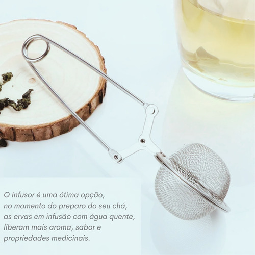 Kit 3 Infusores De Cha Inox Peneira D Ervas Com Cabo Difusor