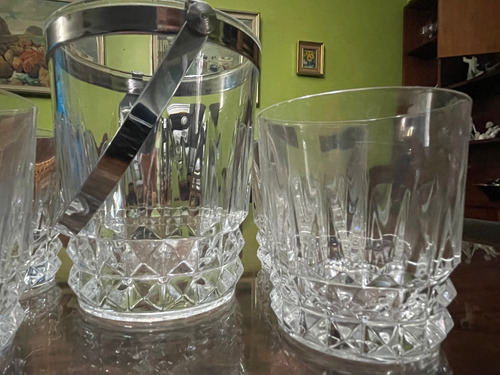 Juego 4 Vasos Para Whiski Con Hielera De Cristal