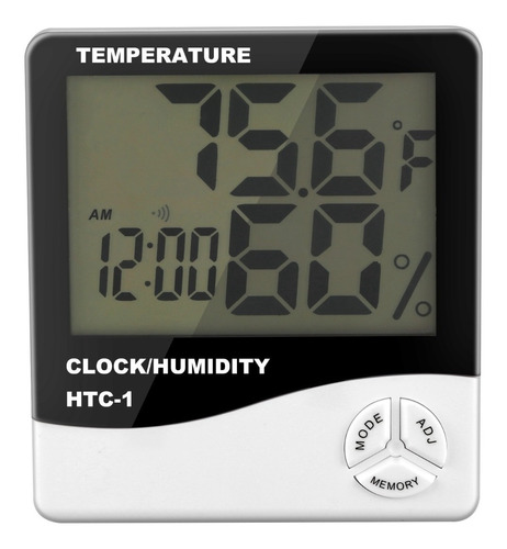 Medidor Umidade Higrômetro Digital Temperatura Relógio Termo