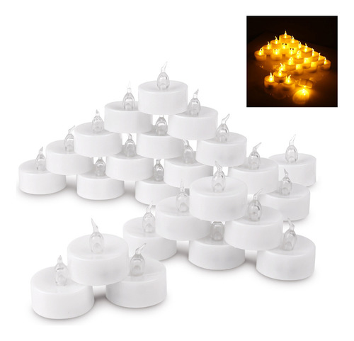 Paquete De 24 Velas De Té Led Sin Llama De Color Blanco Cáli