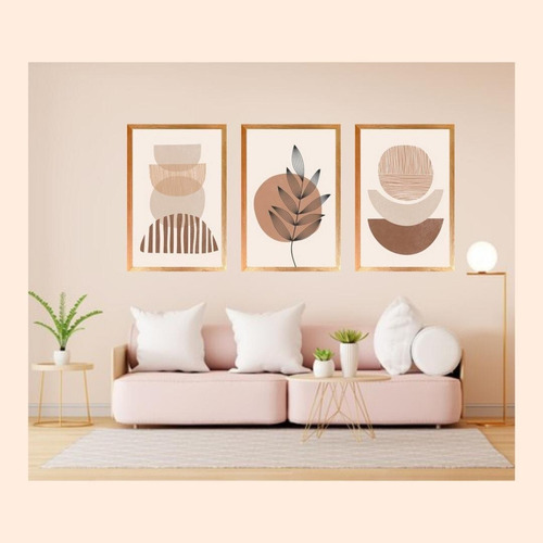 Imagen 4 de 4 de Cuadros Decorativos Set De 3 Boho Terracota