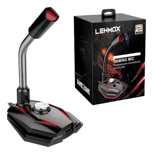 Microfone De Mesa Gamer Lehmox Usb Gt-gk2 Cor Preto