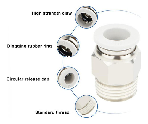 25 Piezas De Tubo Neumático Con Conector Rápido A Prueba De