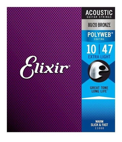 Encordoamento Elixir Corda Violao Aco 010 Poliweb 11000