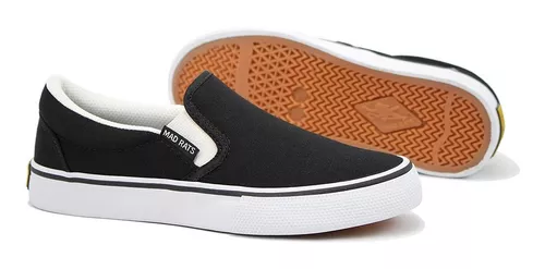 Tênis De Skate Mad Rats Slip On Black Preto Lona Original