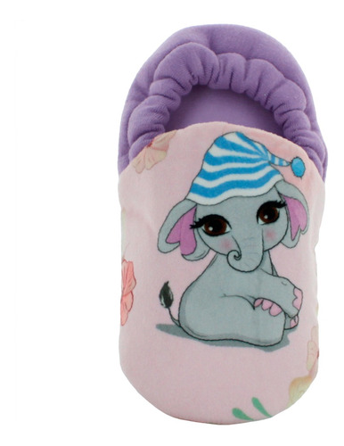 Arra Pantufla Elefante Gorro Suela Suave Morado Niña Bebe 82