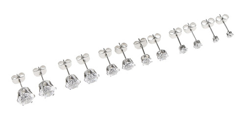 6 Pares Aretes De Cristal De Material Acero Inoxidable