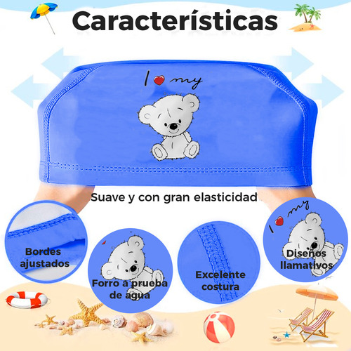 Gorro De Natación Infantil Diler Fabricado En Pu Diseño Colorido Y Estampado Divertido Protección Contra Cloro Y Ajuste Cómodo Ideal Para Niños Clases Vacaciones Alberca Color Azul Marino