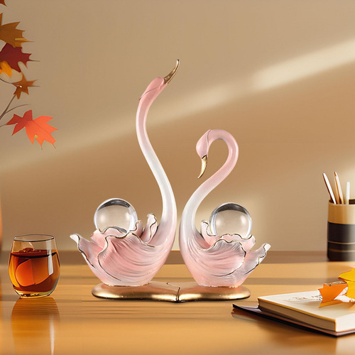 2 Piezas Figuras De Cisne Escultura Manualidades De Rosa