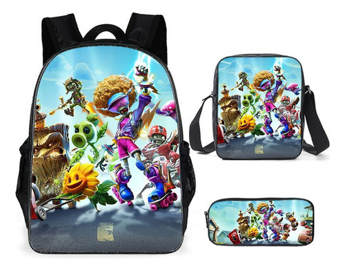 Mochila Plantas Vs. Zombies Con 3pcs