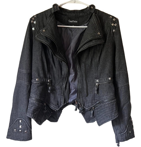 Chaqueta De Jean Asimétrica Negra 