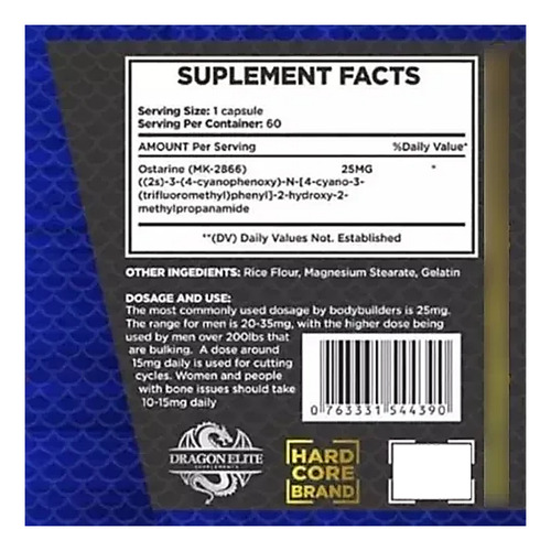 Ostarine 60 Caps Dragon Elite Masa | Resistencia | Fuerza Sin Sabor