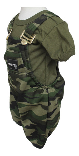 Conjunto Overol Camuflaje Con Playera Para Bebe Niño Militar