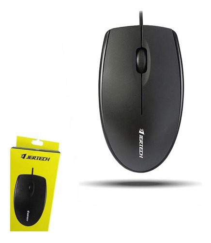 Mouse De Cable Ergonomico Jertech Optico Ligero Negro