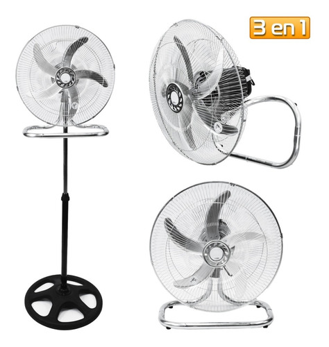 Ventilador 3 En 1 Pie Pared Industrial Aluminio 90w Turbo