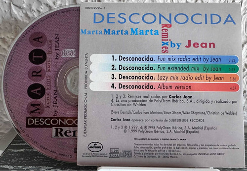 Marta Sánchez - Desconocida Remixes Single Import España