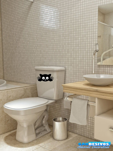 Adesivo Decorativo De Parede/banheiro Rosto De Gato