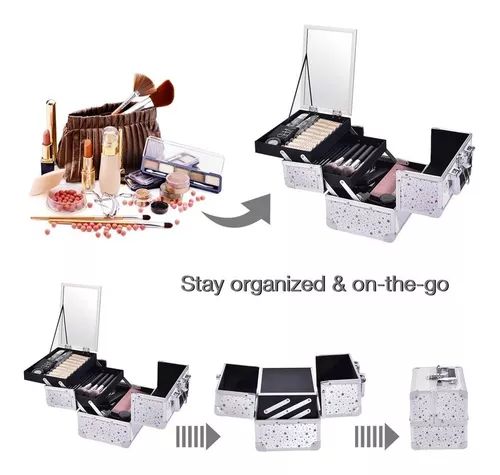 Caja Maquillaje Profesional Organizador Cosmeticos Espejo Nj