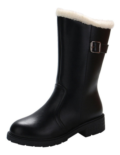 Botas De Lluvia De Invierno Para Mujer De Piel A Media Panto