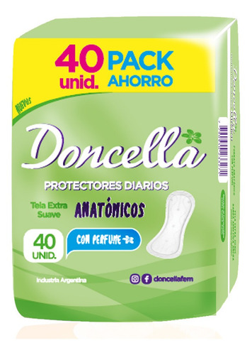 Protectores Diarios  Anatómicos Con Deo X40un Doncella