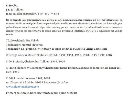 Tolkien - El Hobbit (Usado)