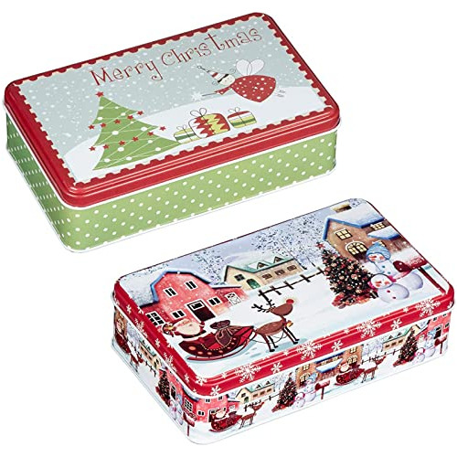 Latas De Galletas De Navidad, Caja De Lata Tapa (7.5 X ...