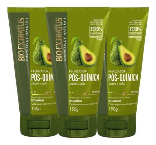 Kit 3 Finalizador Restaurador Pós Quimica 150ml Bio Extratus