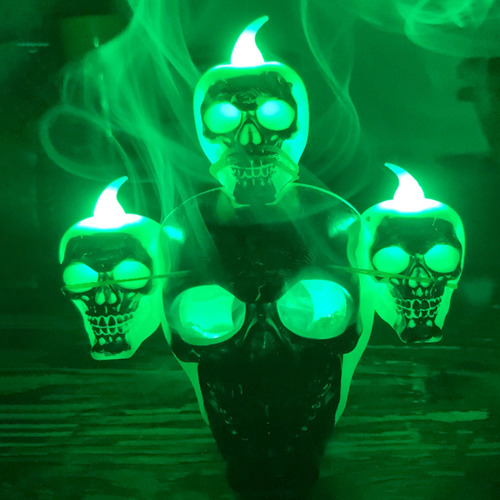 Vela Led Verde De Halloween Con Calavera De Haunted House