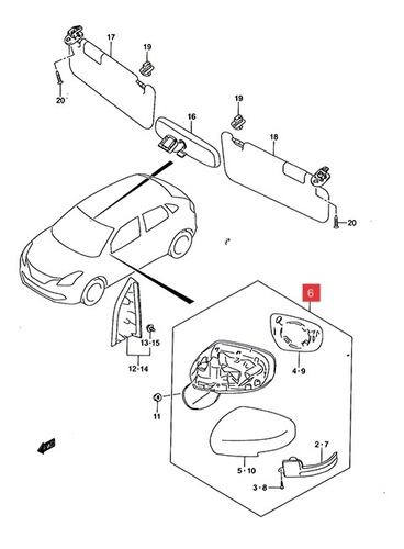 Espejo Retrov Izq. Electrico C/señal Suzuki Baleno Gl 2020-