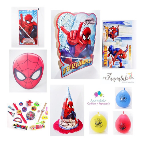 Combo Spiderman X 20 Chicos Hombre Araña Piñata Platos Afich