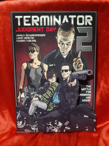 Terminator Cuadro De Madera  3d 30 X 23