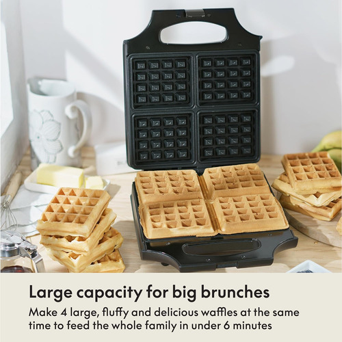 Máquina Para Hacer Gofres Belga Antiadherente Bella 4 Slice,