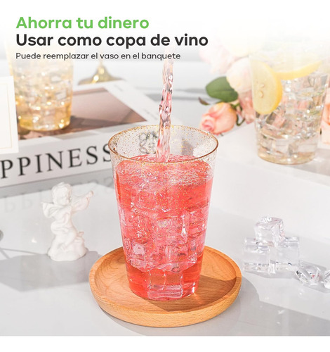 100pcs Vasos De Plástico Reutilizables Oro Rosa