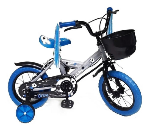 Bicicleta Infantil Rodado 12 Urby Bikes Rueditas Manija Azul