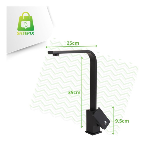 Torneira Gourmet Monocomando Quadrada 360 Cor Preto Fosco