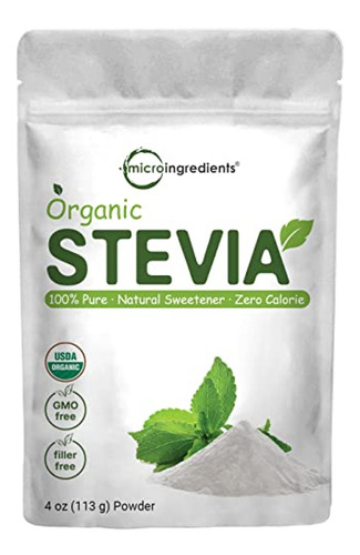 Polvo De Stevia Orgánico Puro, 4 Onzas, 706 Porciones, Extr