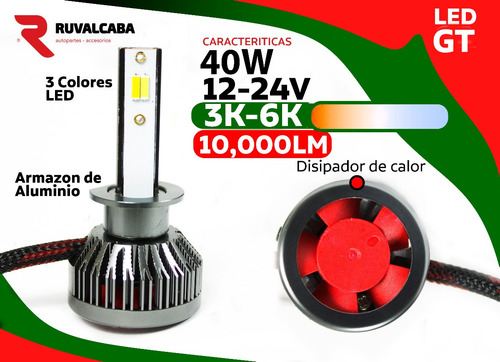 Imagen 6 de 7 de Kit Focos Delant Gt Led Tricolor H1 880 9005 9006