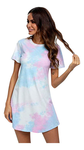 Camiseta De Verano Para Mujer Con Estampado Tie-dye, Vestido