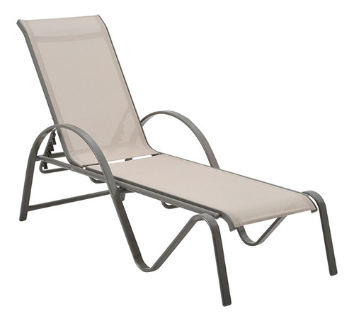 Kit 4 Chaise Búzios Amêndoa Alumínio Tela Bege
