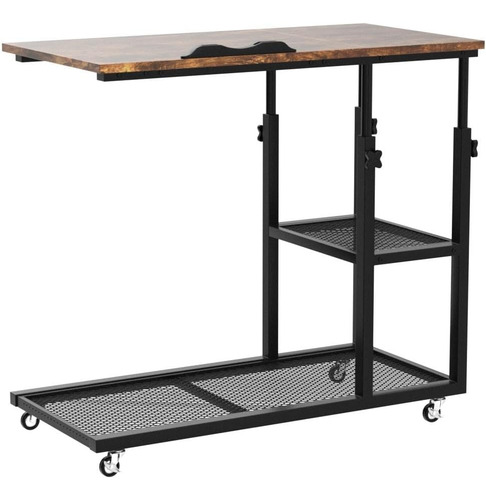 Mesa Auxiliar Forma De C Ajustable Altura Ruedas Bloque...