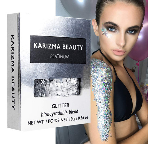 Platino Biodegradable Chunky Glitter // Karizma Beauty Silve