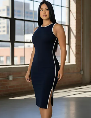 Vestido Midi Canelado Premium Regata Casual Básico Modelador