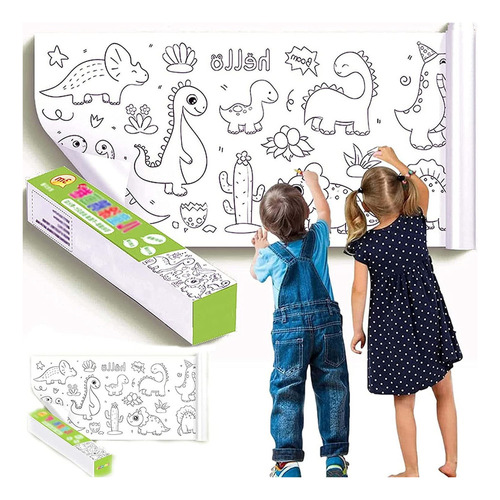 3m Rollo De Papel De Dibujo Infantil For Niñosdinosaurios